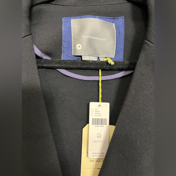 NWT Anthropologie Sylvia Knit Moto Blazer in Black | Size Small Petite - Picture 3 of 7